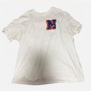 Nike White Tee with Blue and Orange Accents